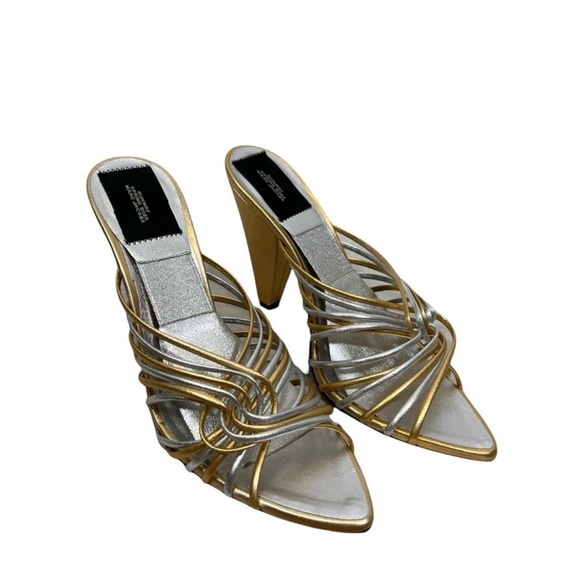 MARC JACOBS RUNWAY Fifty Four Mule Metallic Sandal Heels - Picture 11 of 11